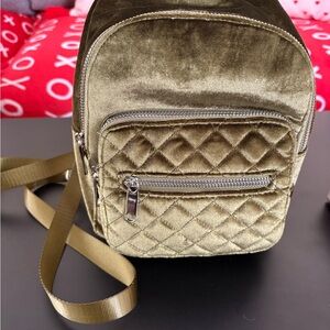 Candie’s Metallic Olive Quilted Mini Backpack